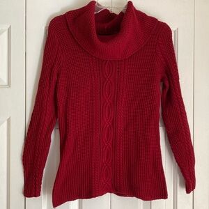 Red Jeanne Pierre cotton cowl neck sweater, size S